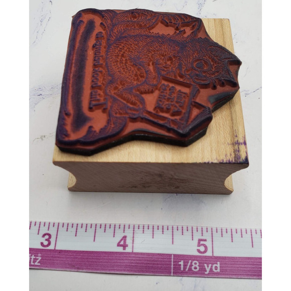 All Night Media Cozy Cat Reading This Book Belongs To Wood Mounted Rubber Stamp - Picture 7 of 7